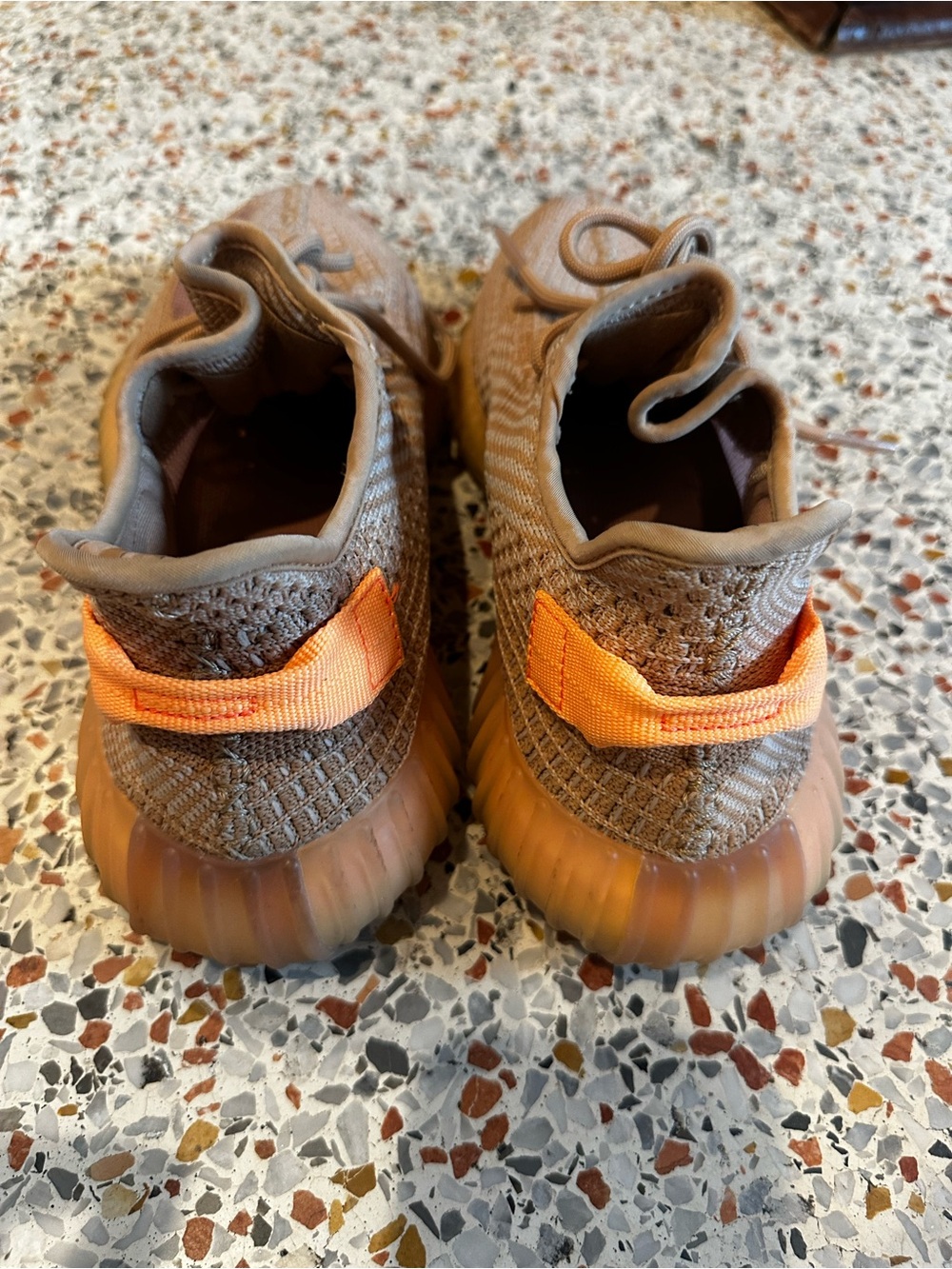 Yeezy 350 Knit Sneakers with Orange Heel Loop